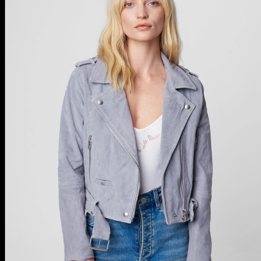 Blank NYC Gray Suede Biker Jacket Worn Once